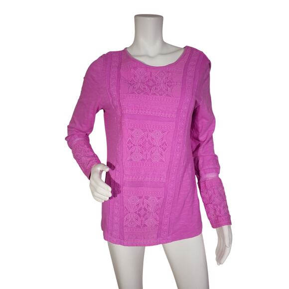 Soft Surrounding Women Sz M Top Alta Mara Pink Embroidery Lace Boho Cottagecore - Picture 1 of 8